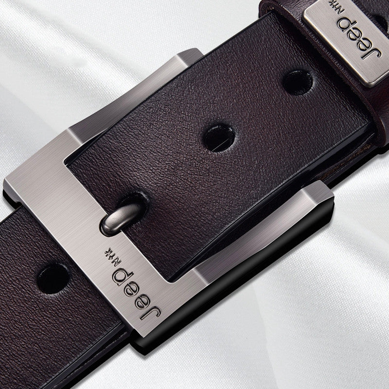 Men's leather pin buckle casual belt