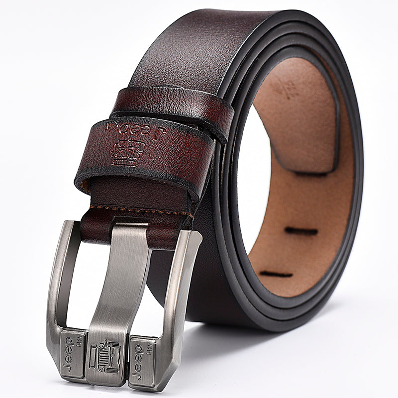 Men's leather pin buckle casual belt