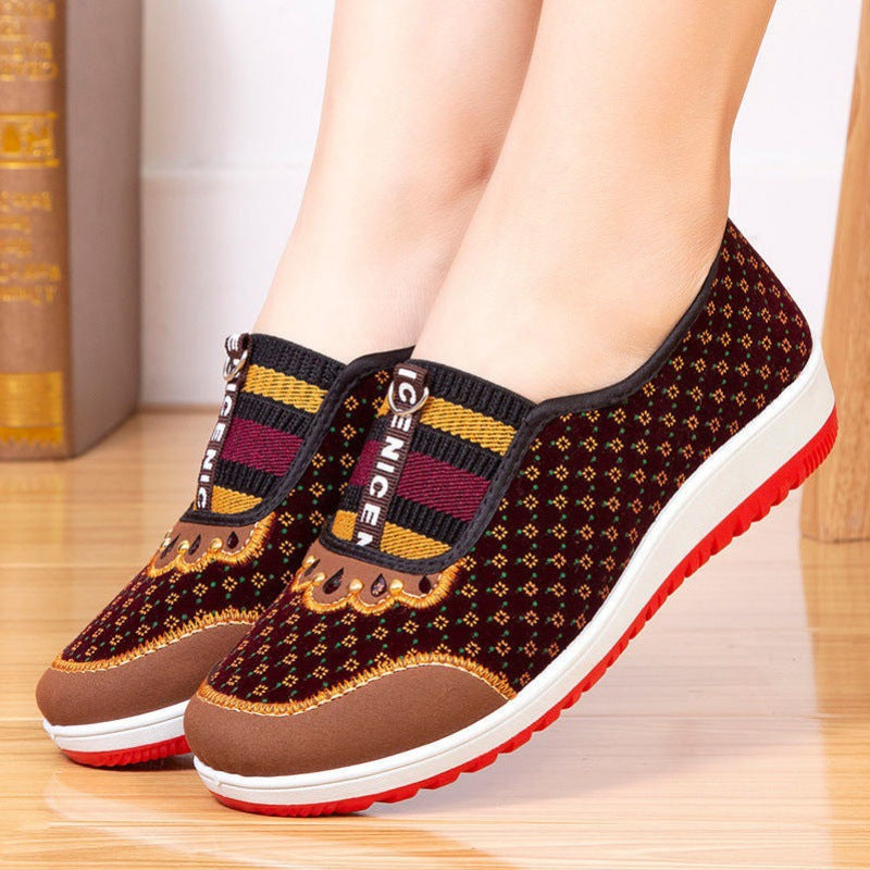 Middle-Aged and Elderly Mothers Shoes One-Foot Flat Casual Cloth Shoes