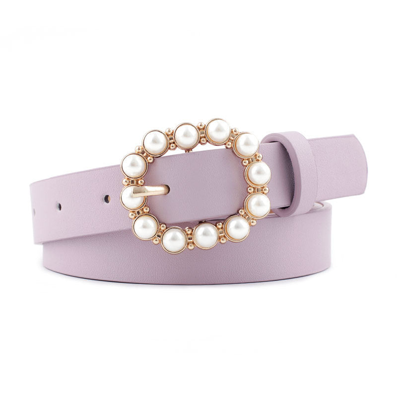 Leather pearl belt