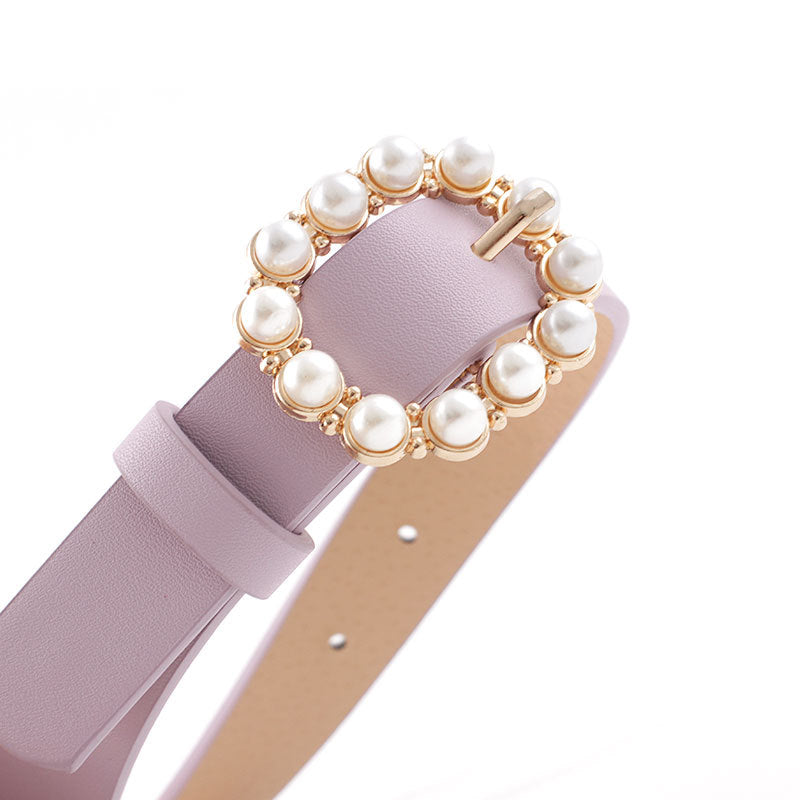 Leather pearl belt